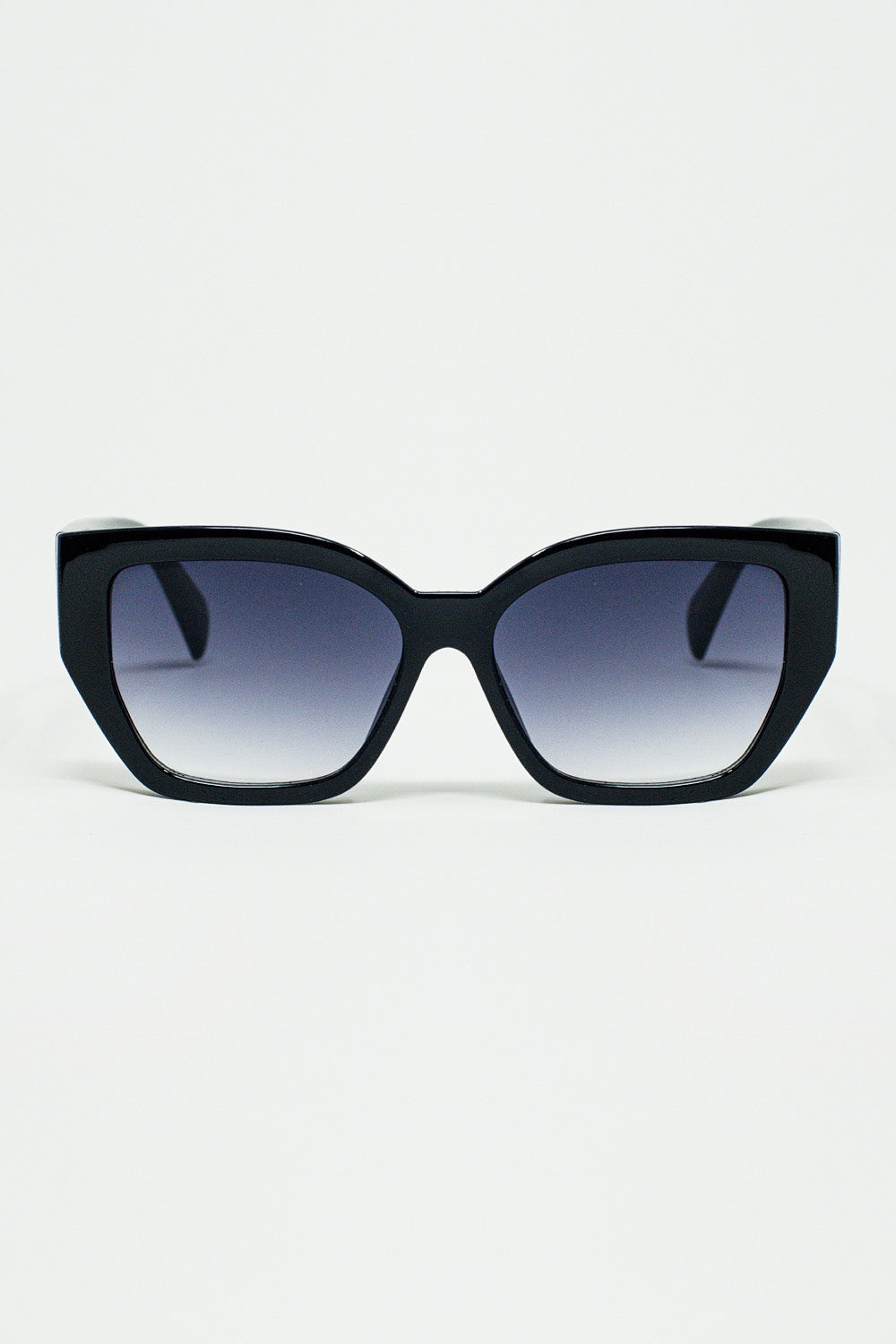 Q2 lunettes de soleil noires épaisses géométriques avec verres dégradés