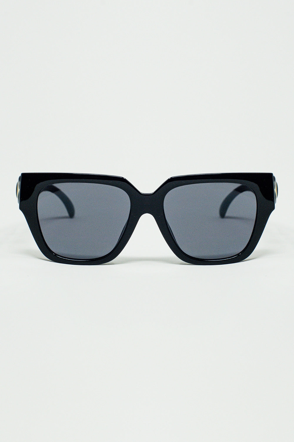 Q2 lunettes de soleil noires épaisses géométriques avec verres noirs