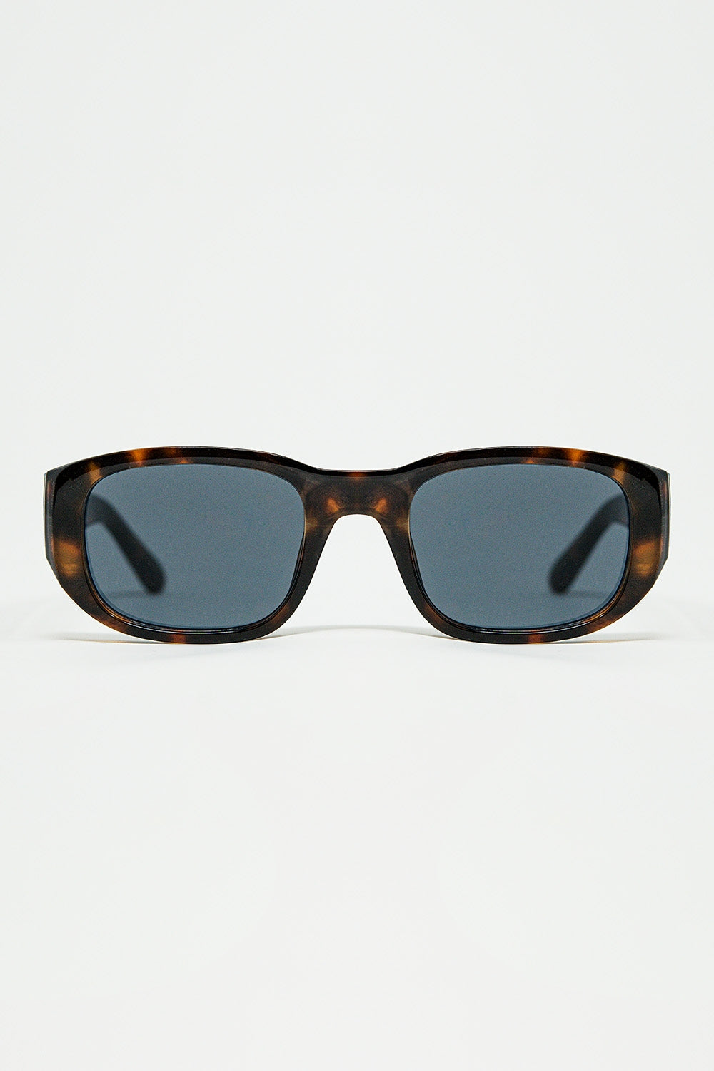Q2 Lunettes de soleil ovales avec monture transparente haute brillance en marron