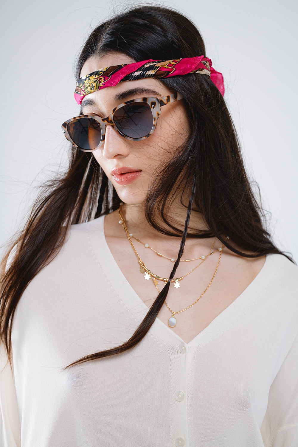 Lunettes de soleil ovales en Havane marron dégradé