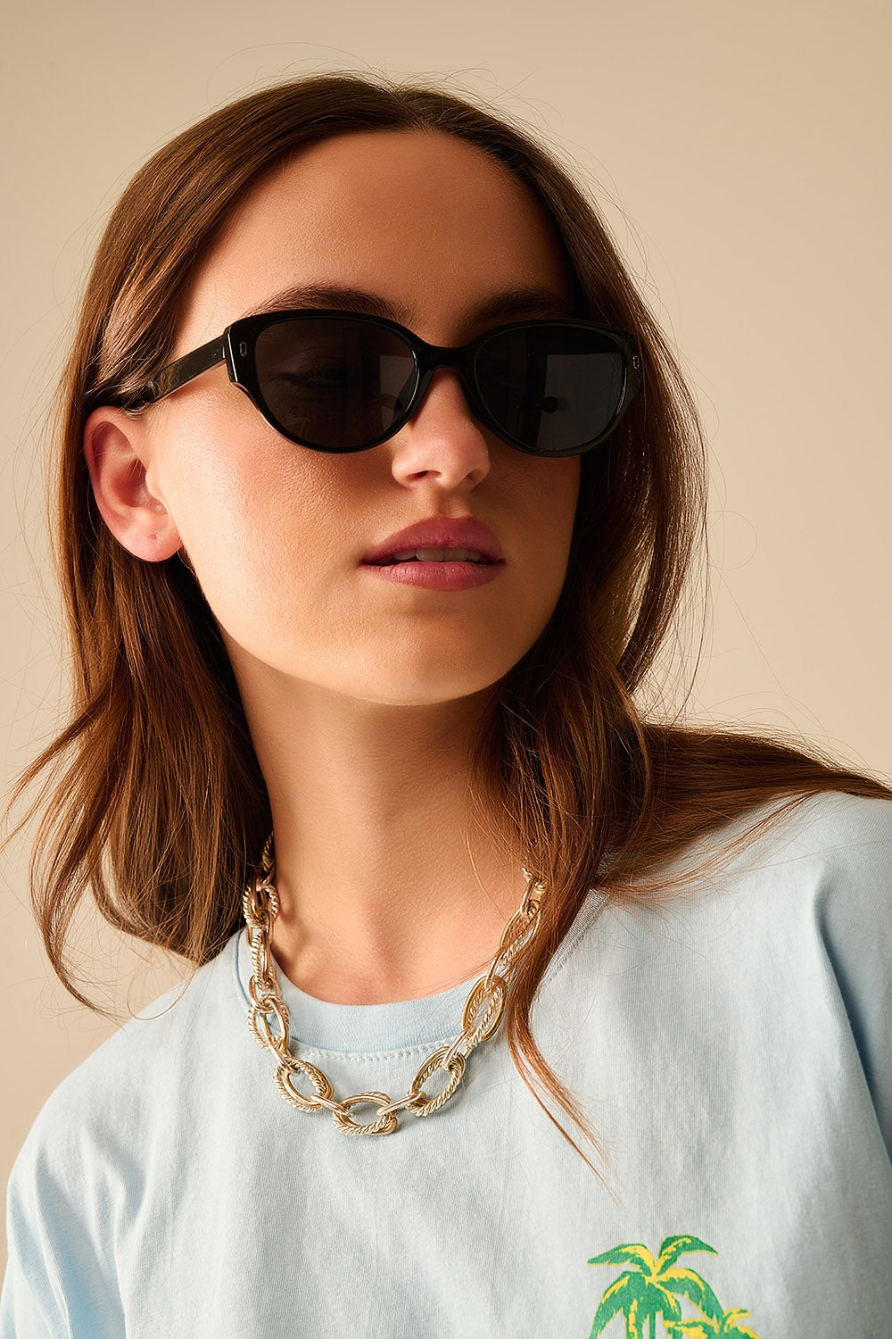 Q2 Lunettes de soleil ovales monture noire