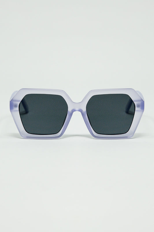 Q2 Lunettes de soleil rectangulaires de couleur violette translucide
