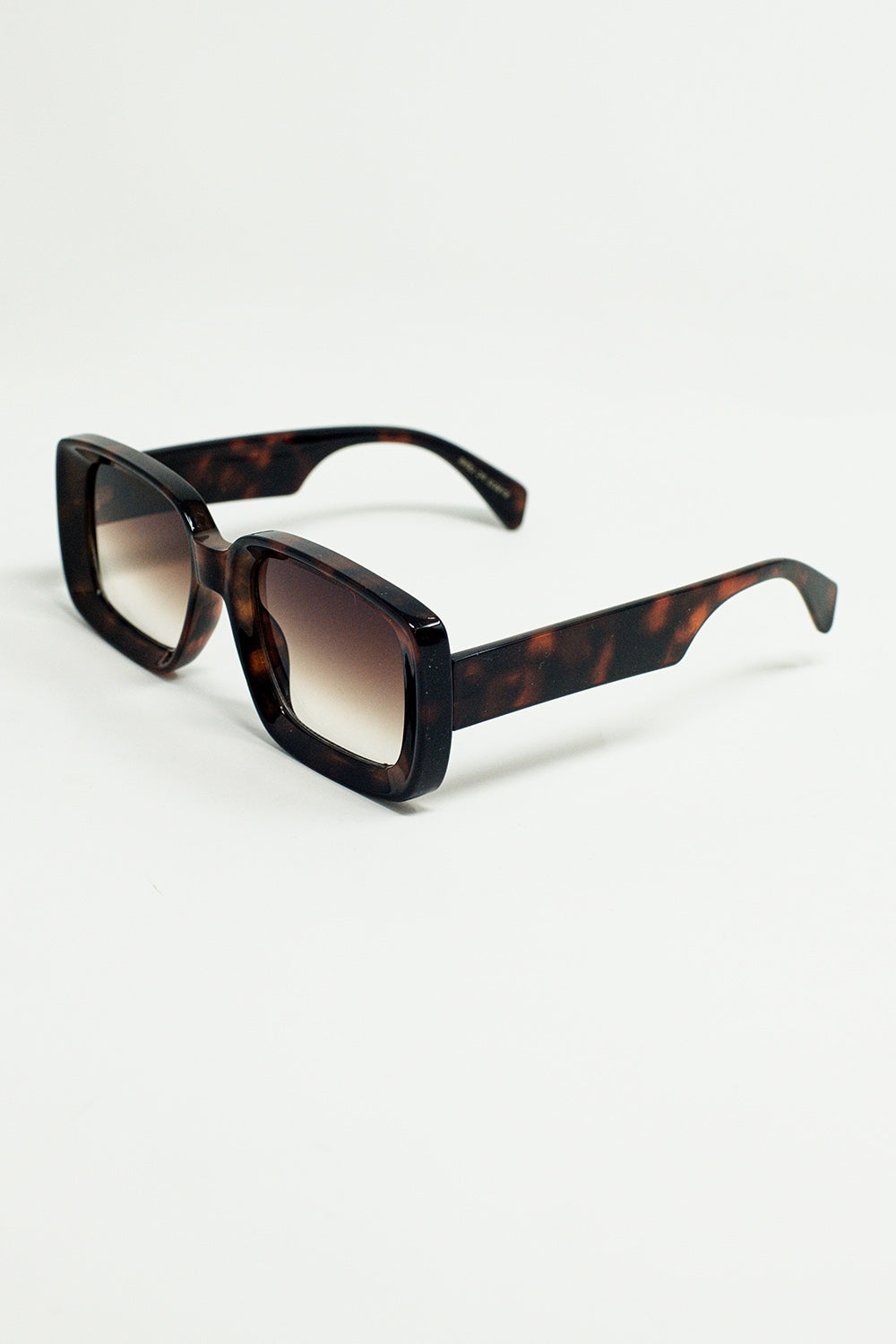 Lunettes de soleil rectangulaires surdimensionnées à monture large en marron
