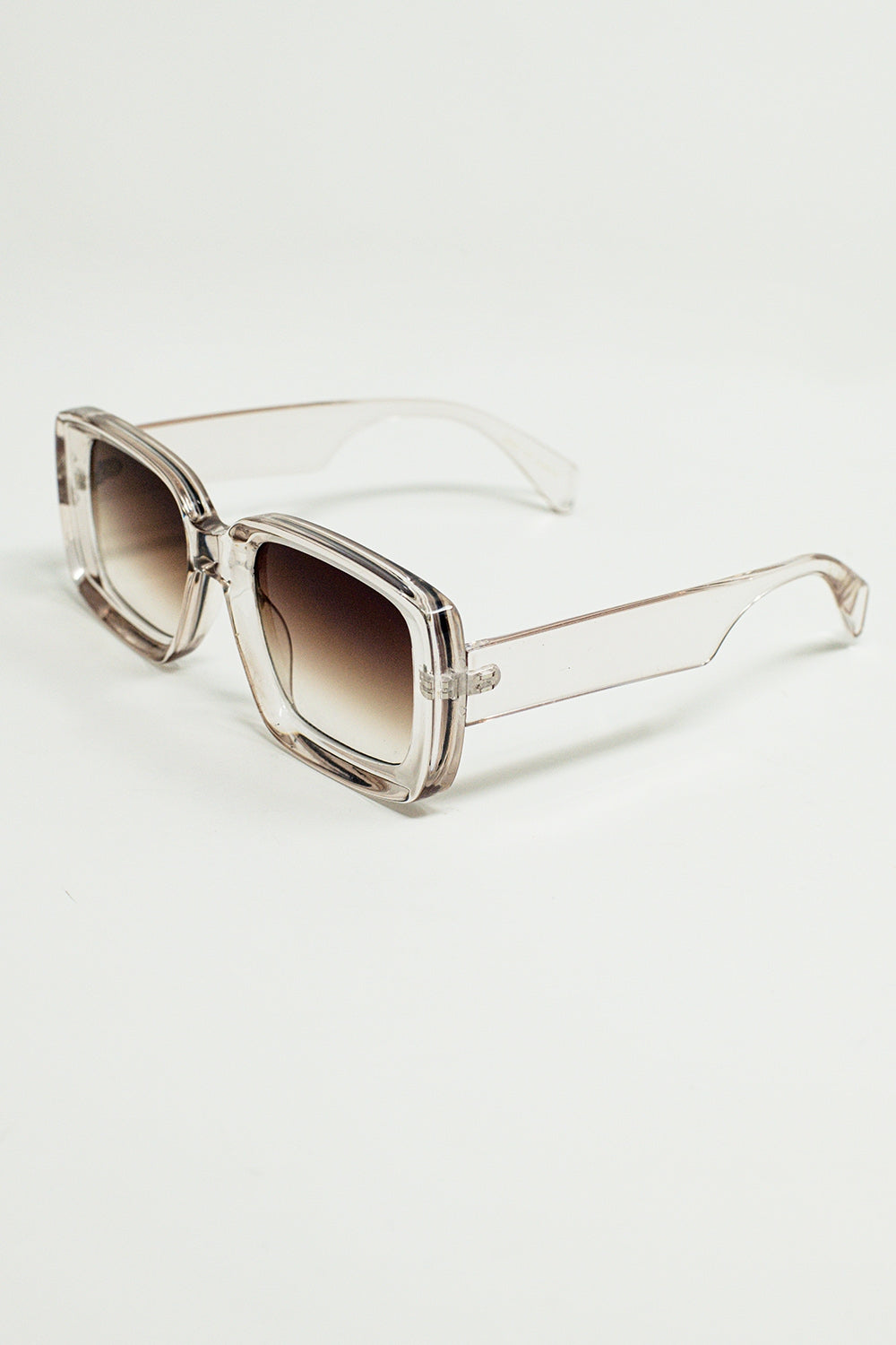 Lunettes de soleil rectangulaires surdimensionnées en blanc transparent