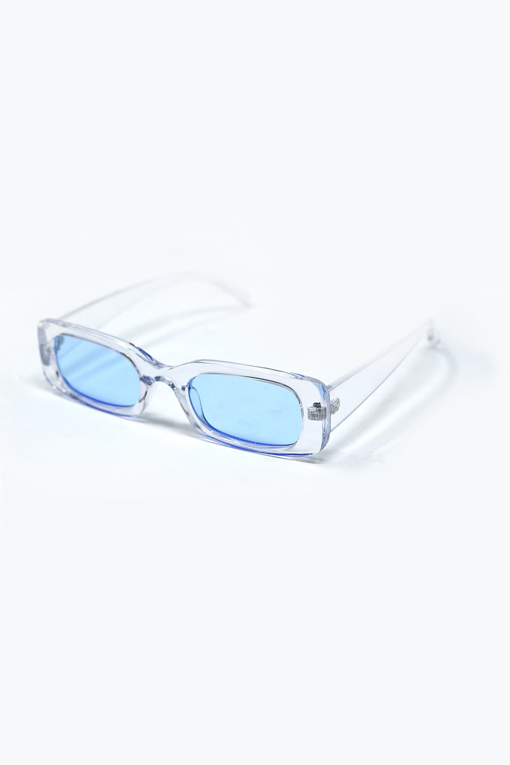 Lunettes de soleil rectangulaires transparentes avec verres fumés bleus