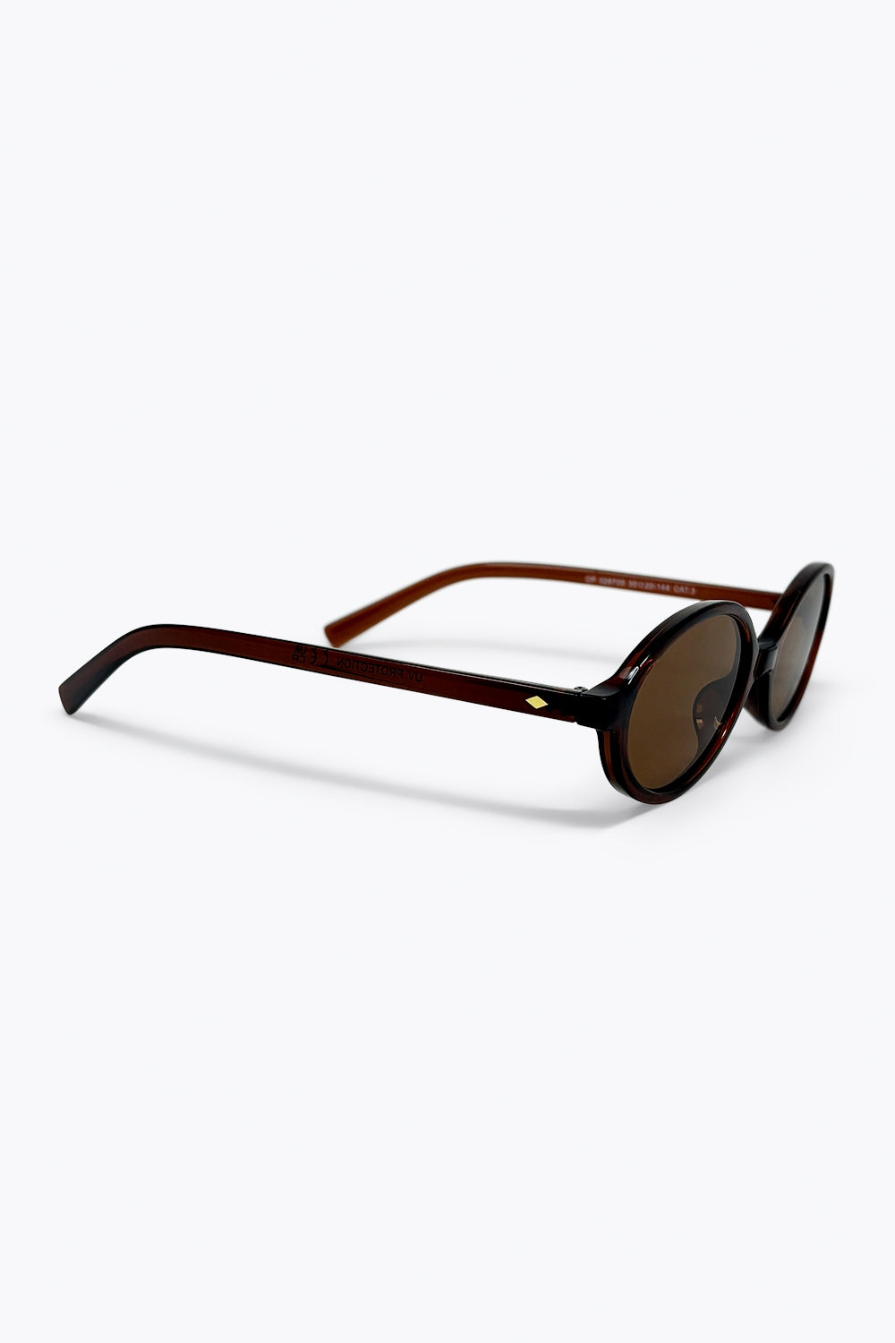 Lunettes de soleil rétro à monture ovale marron léger