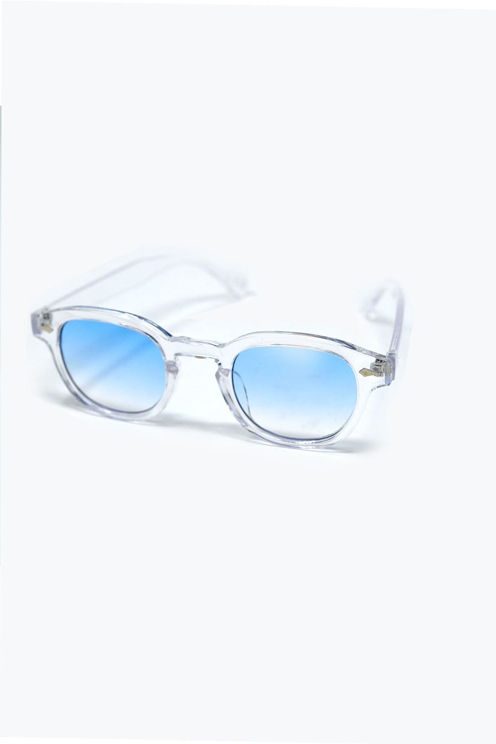 Lunettes de soleil rondes transparentes avec verre dégradé bleu clair