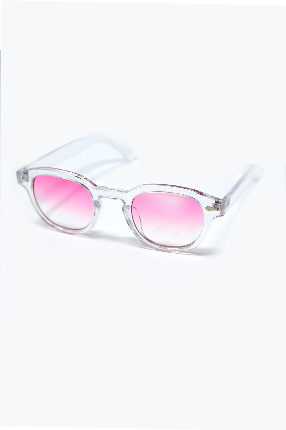 Lunettes de soleil rondes transparentes avec verre dégradé rose