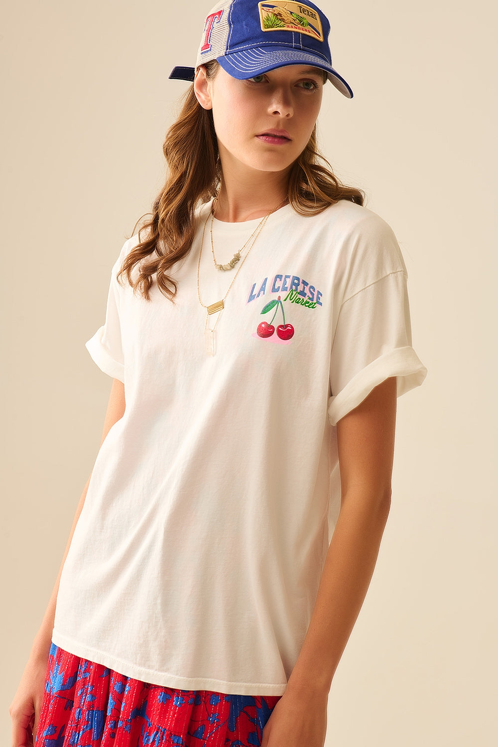 made in italy T-shirt blanc avec graphisme La Cerise Market Saint-Tropez