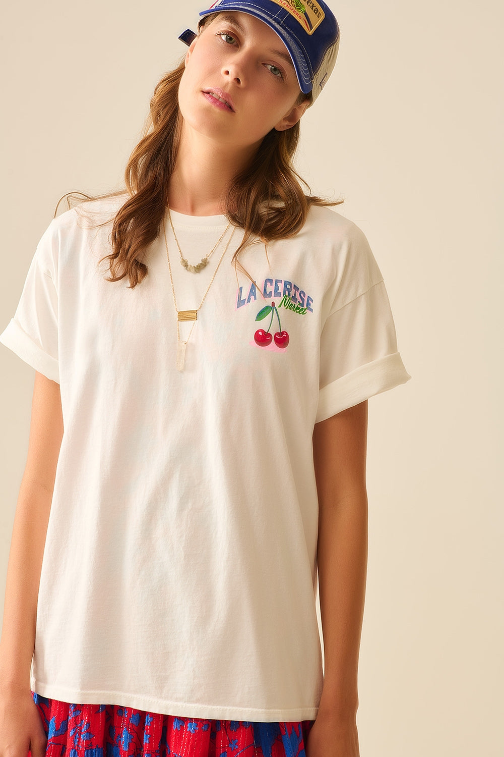 made in italy T-shirt blanc avec graphisme La Cerise Market Saint-Tropez