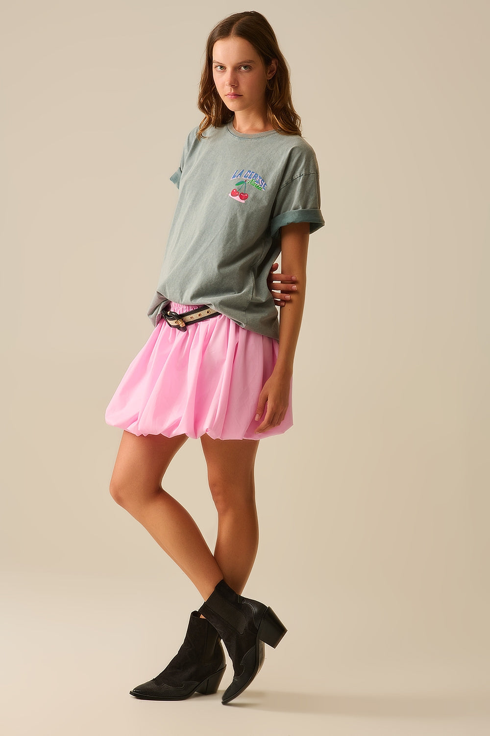 made in italy T-shirt gris avec graphisme La Cerise Market Saint-Tropez