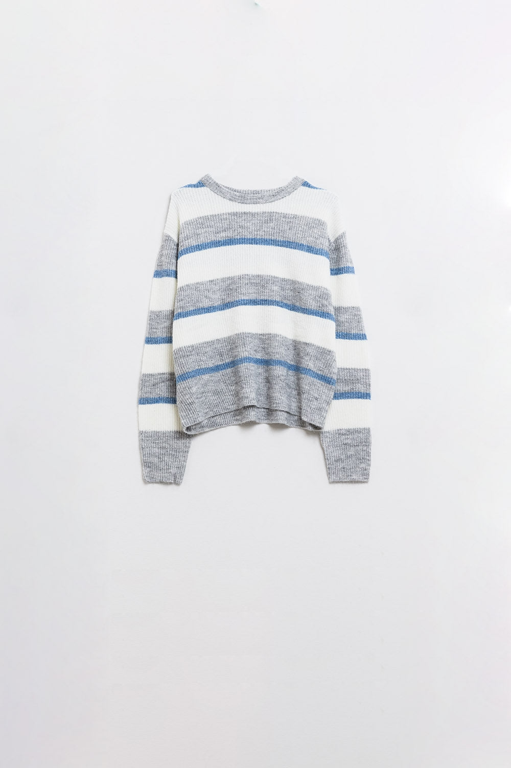 Maillot gris à rayures écrues et bleues