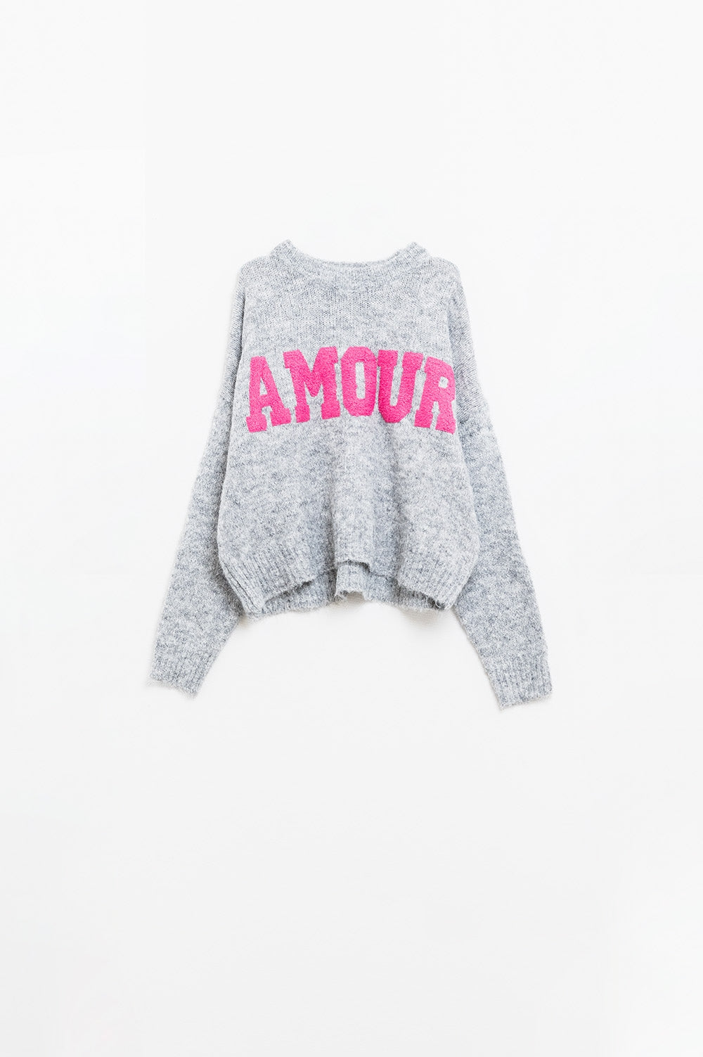 Maillot gris super doux avec texte Amour sur la poitrine