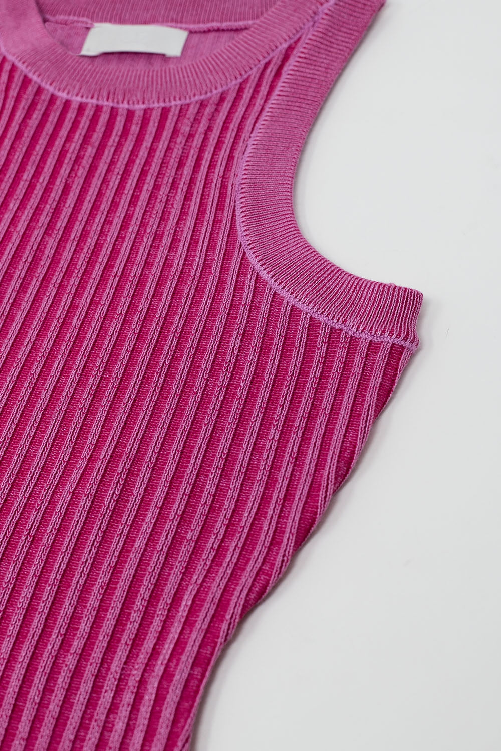 Maxi Sleeveless Bodycon Ribbed Dress en fuchsia