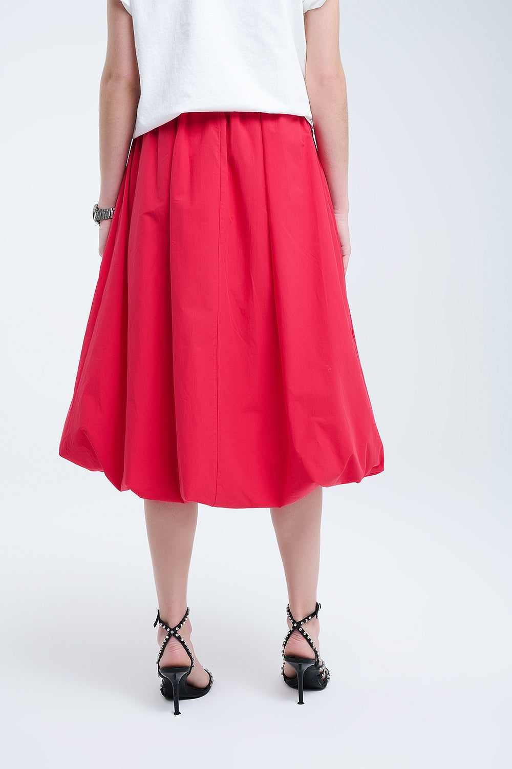 Mini jupe bulle rouge en popeline