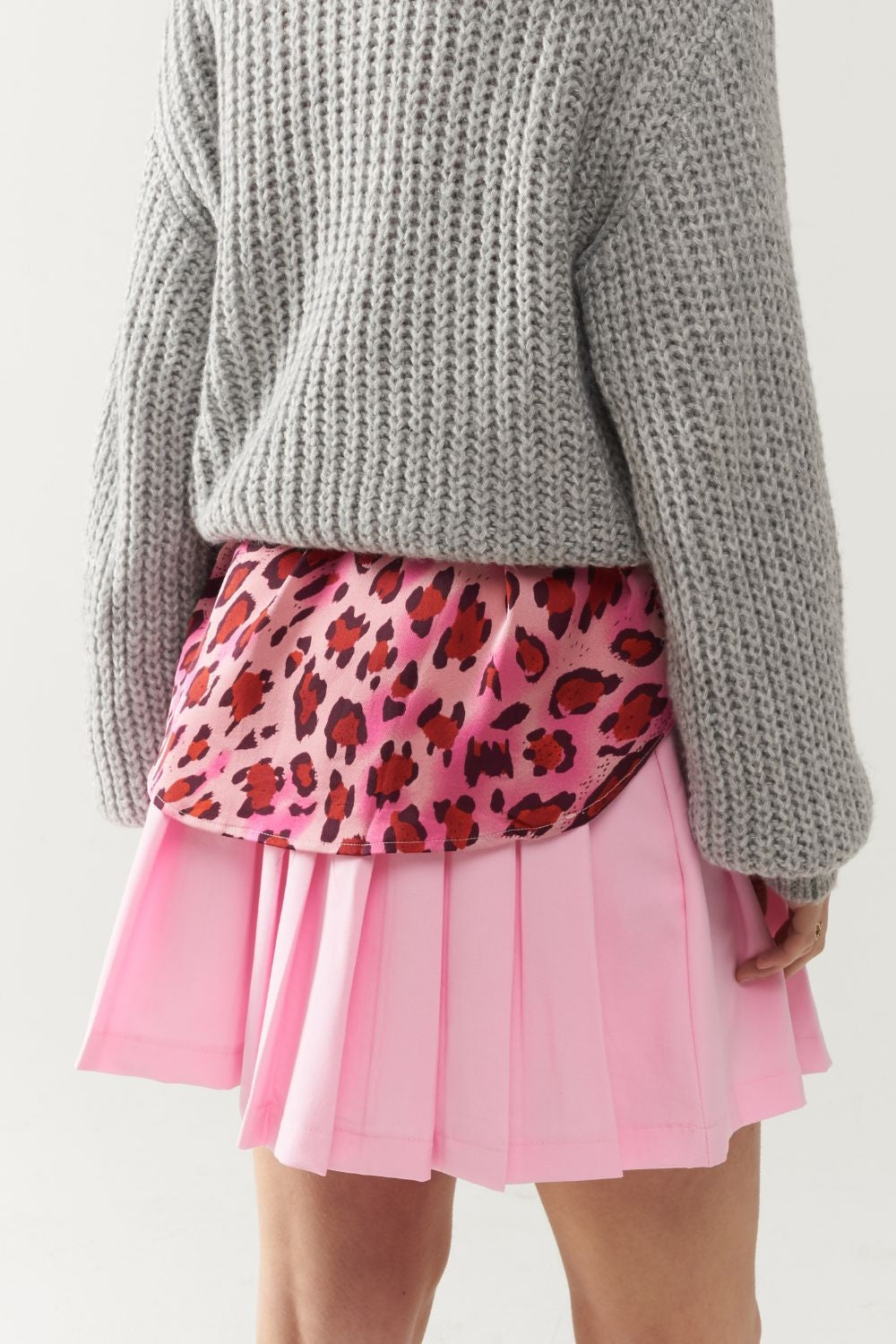mini-jupe plissée rose