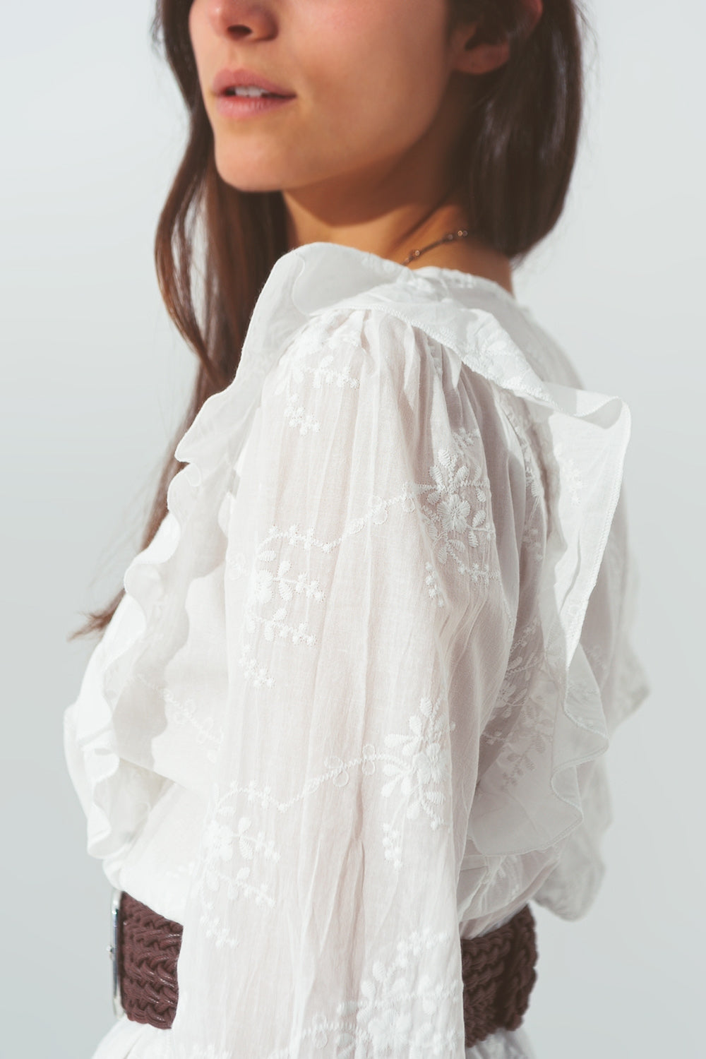 Mini Robe à Volants Floraux en Blanc