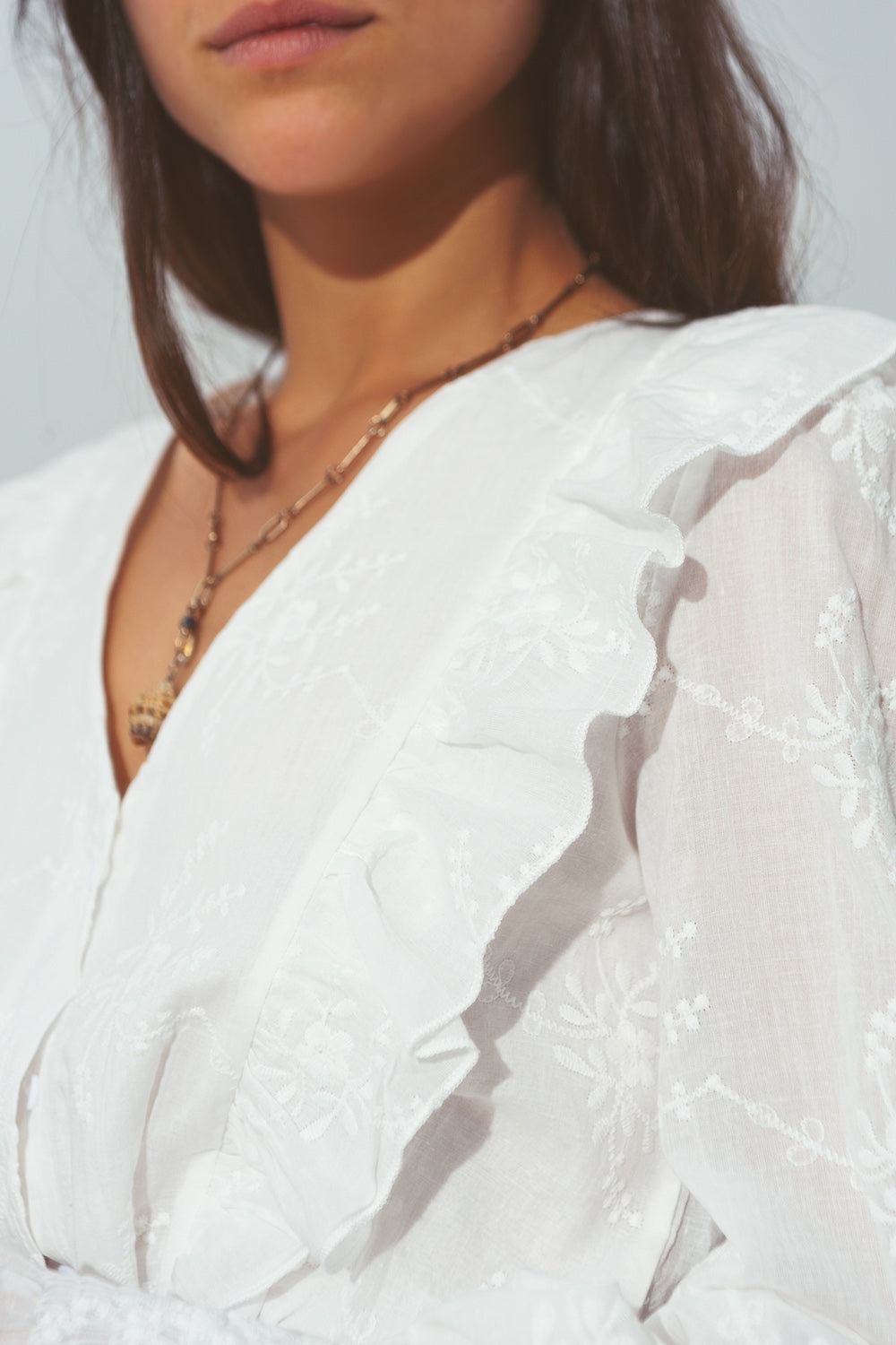 Mini Robe à Volants Floraux en Blanc