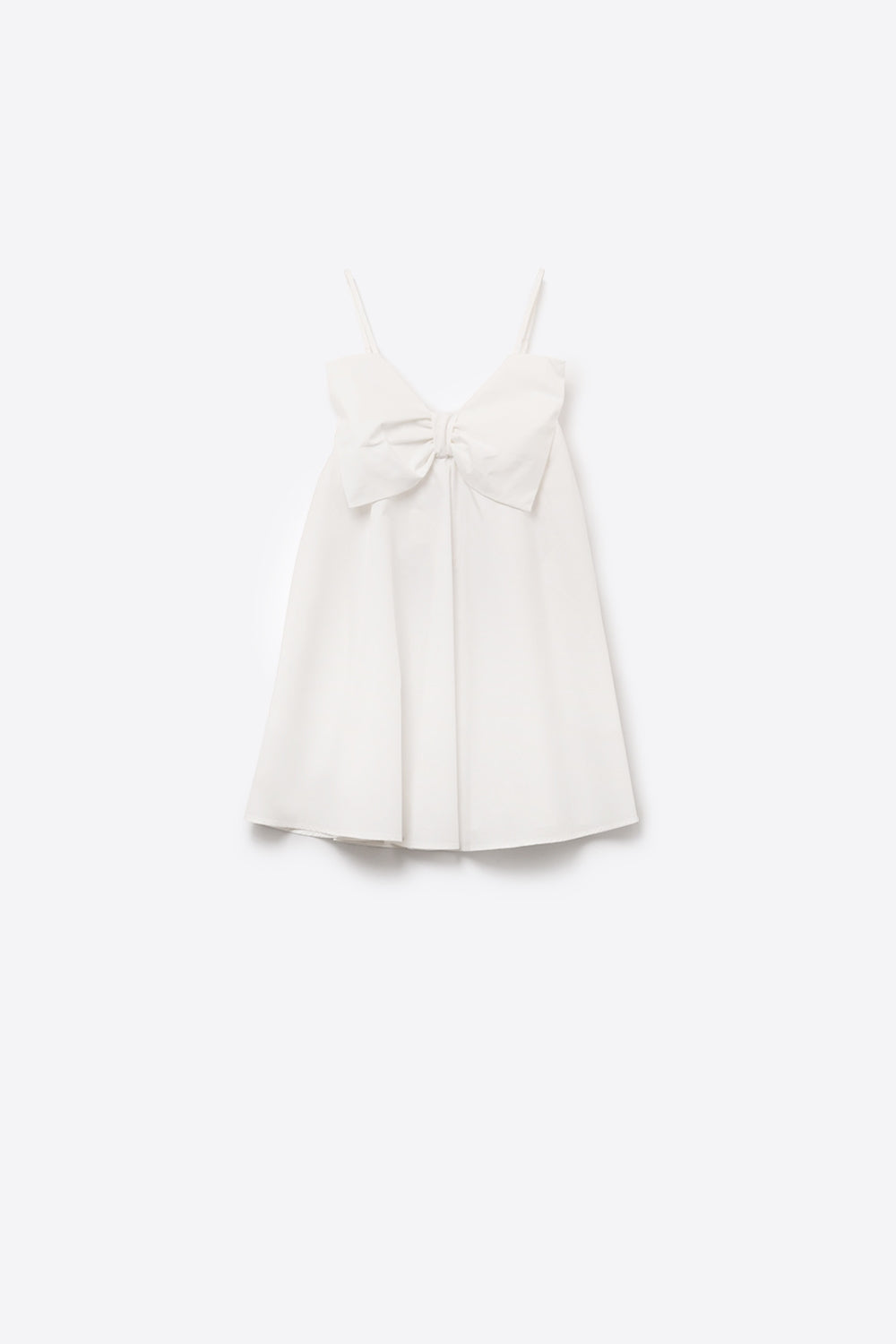 Mini robe en popeline blanche avec un gros nœud