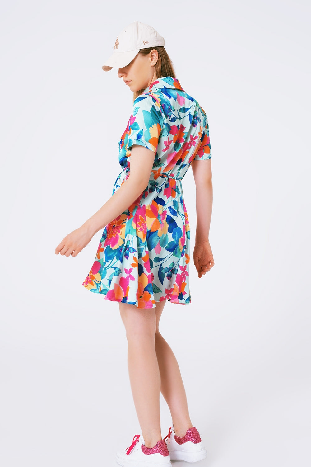 mini robe en satin doux avec imprimé fleuri