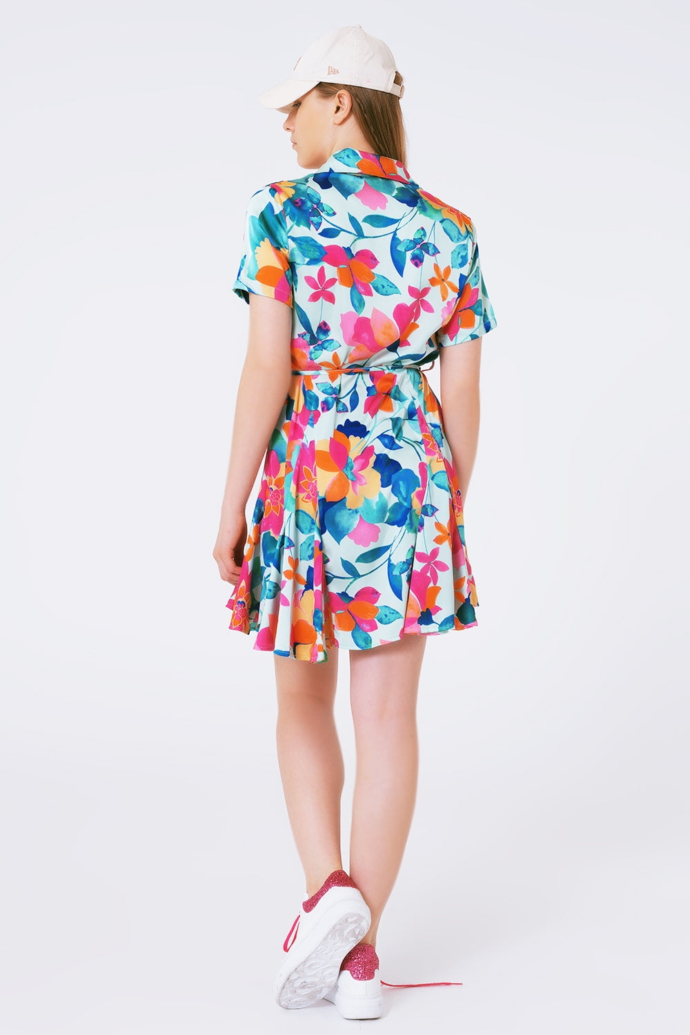 mini robe en satin doux avec imprimé fleuri