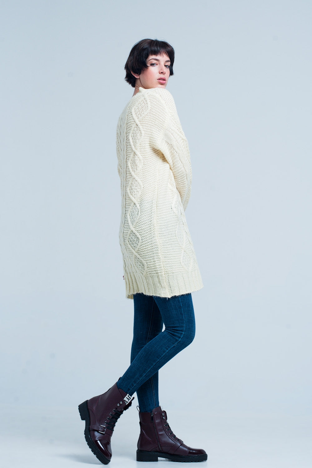 Mini robe tricot torsadé jaune