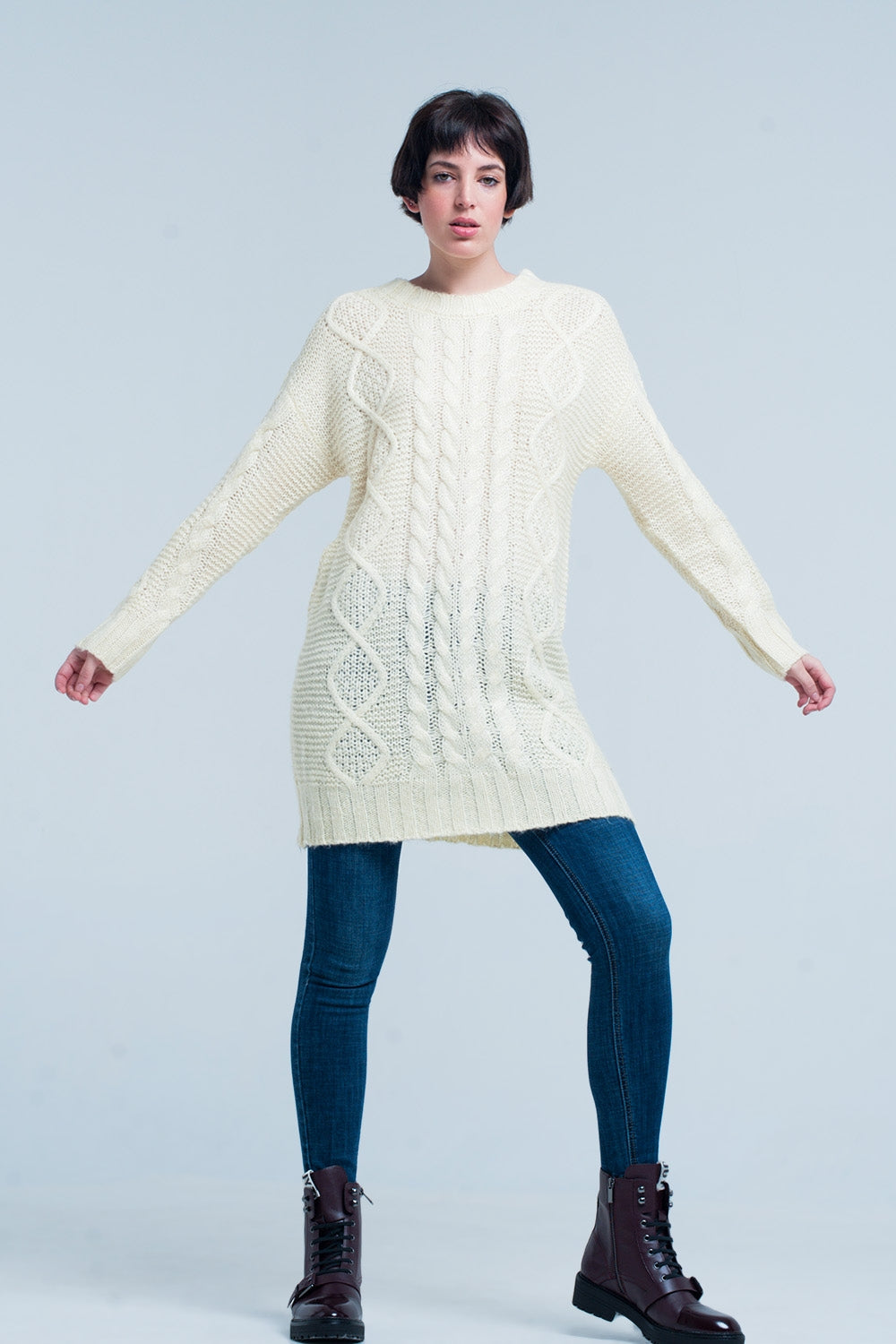 Mini robe tricot torsadé jaune