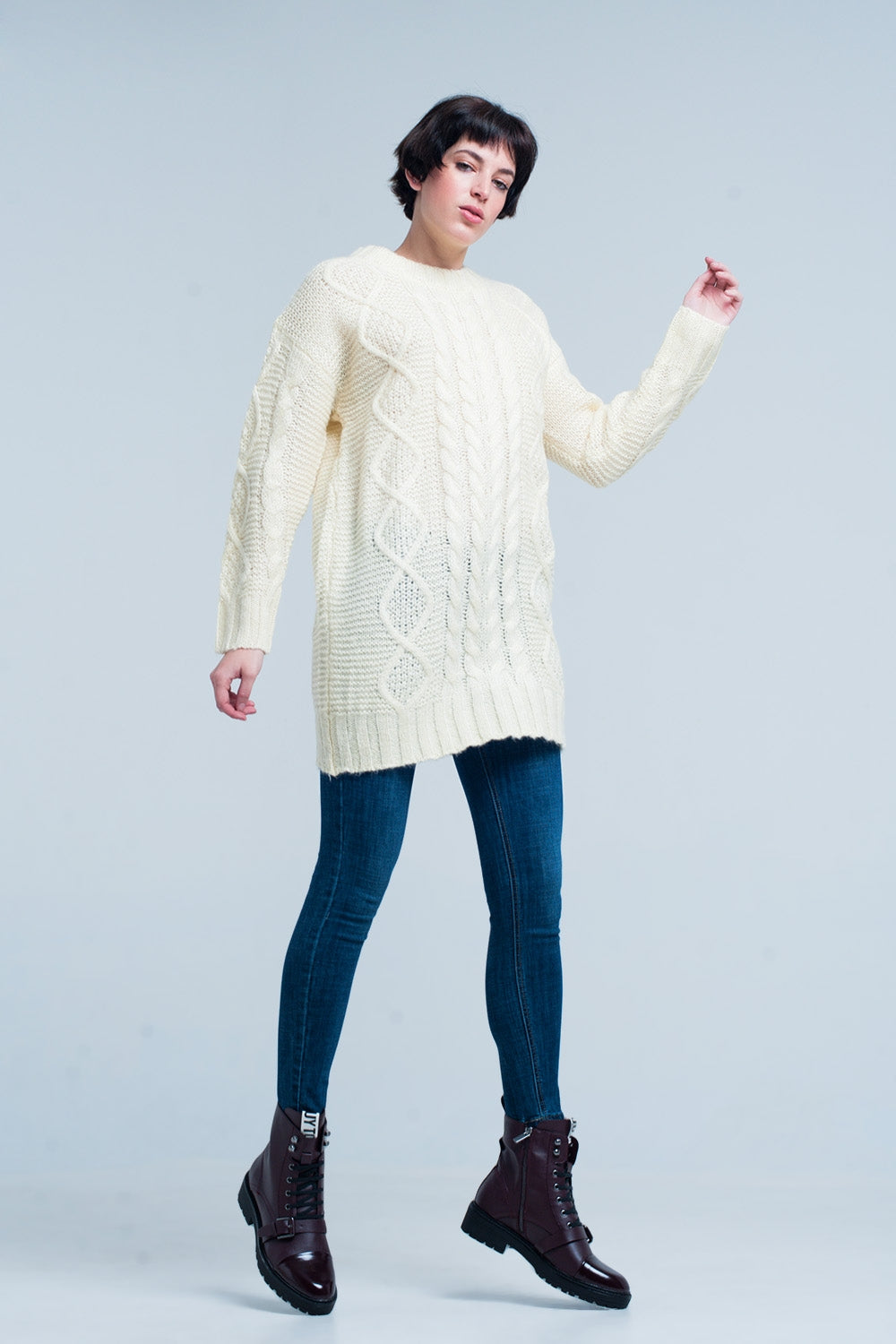 Mini robe tricot torsadé jaune