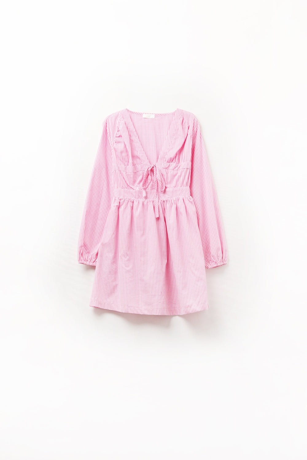 Q2 Mini robe vichy à nouer sur le devant rose