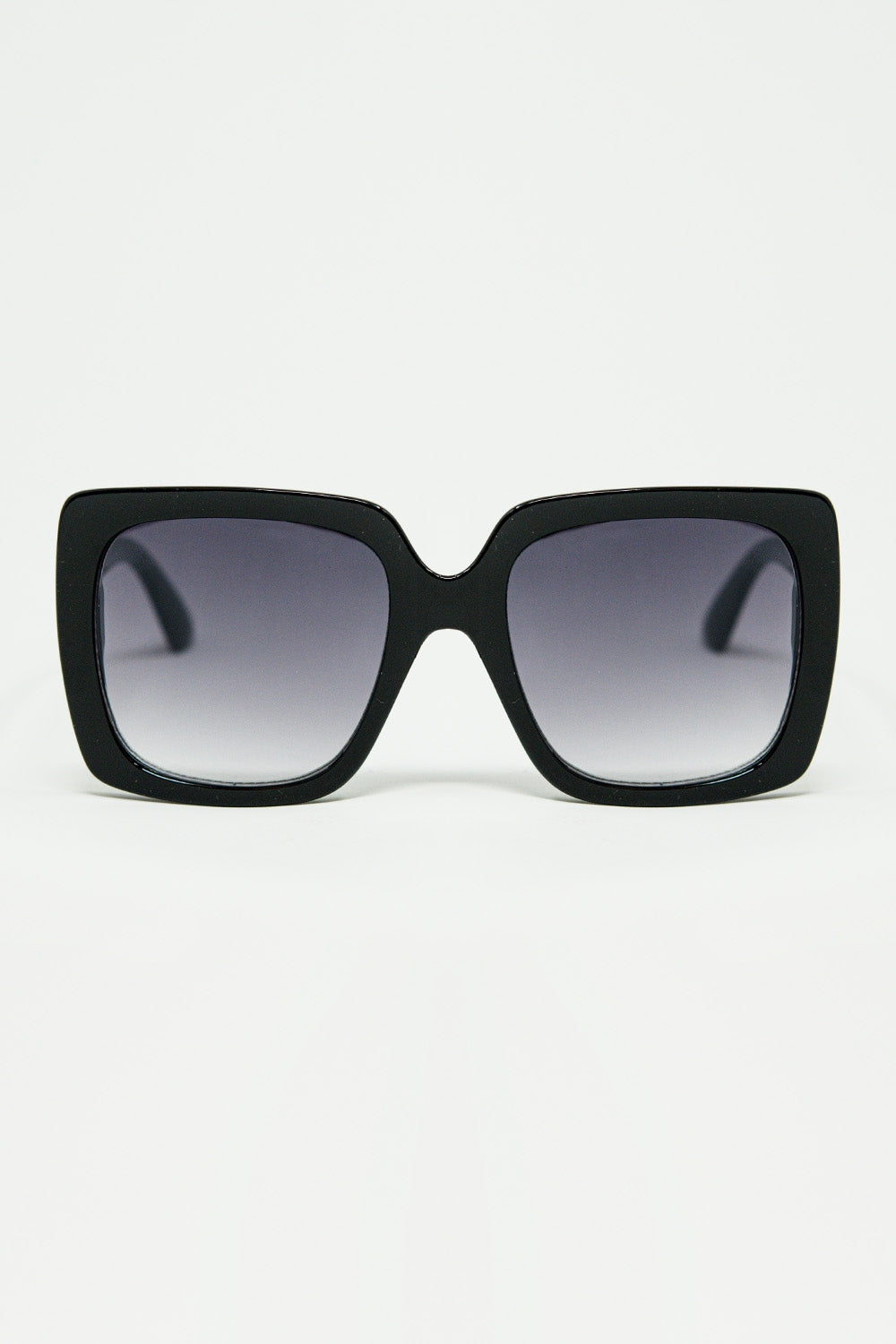 Q2 noir Lunettes de soleil carrées surdimensionnées avec détails métalliques dorés