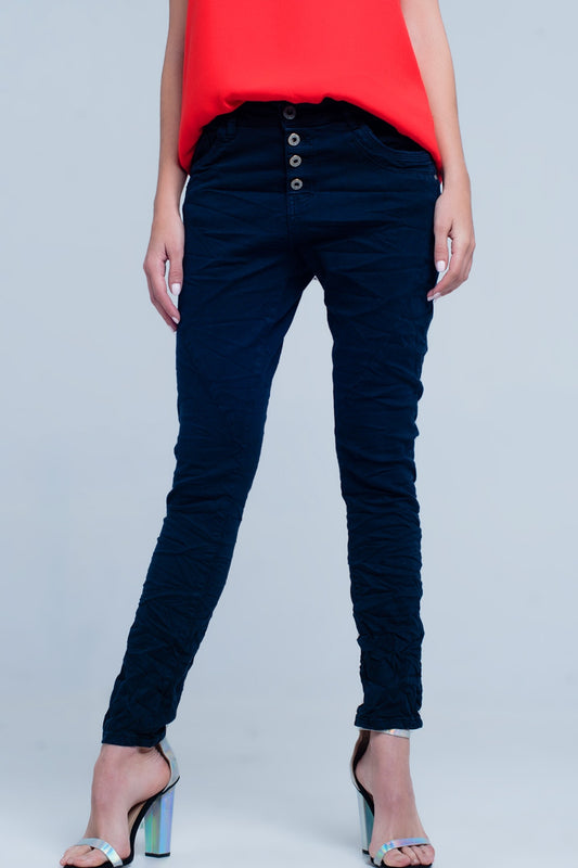 Q2 original boyfriend Jean - Bleu marine
