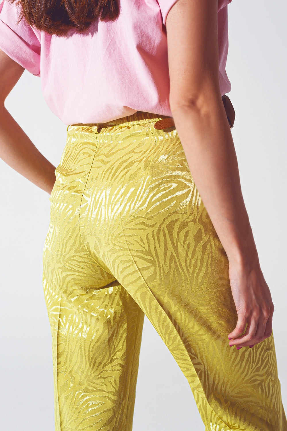 Pantalon à imprimé zèbre coupe ample en vert