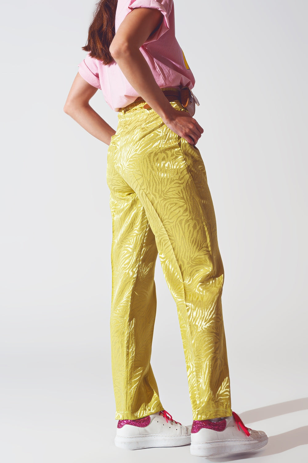 Pantalon à imprimé zèbre coupe ample en vert
