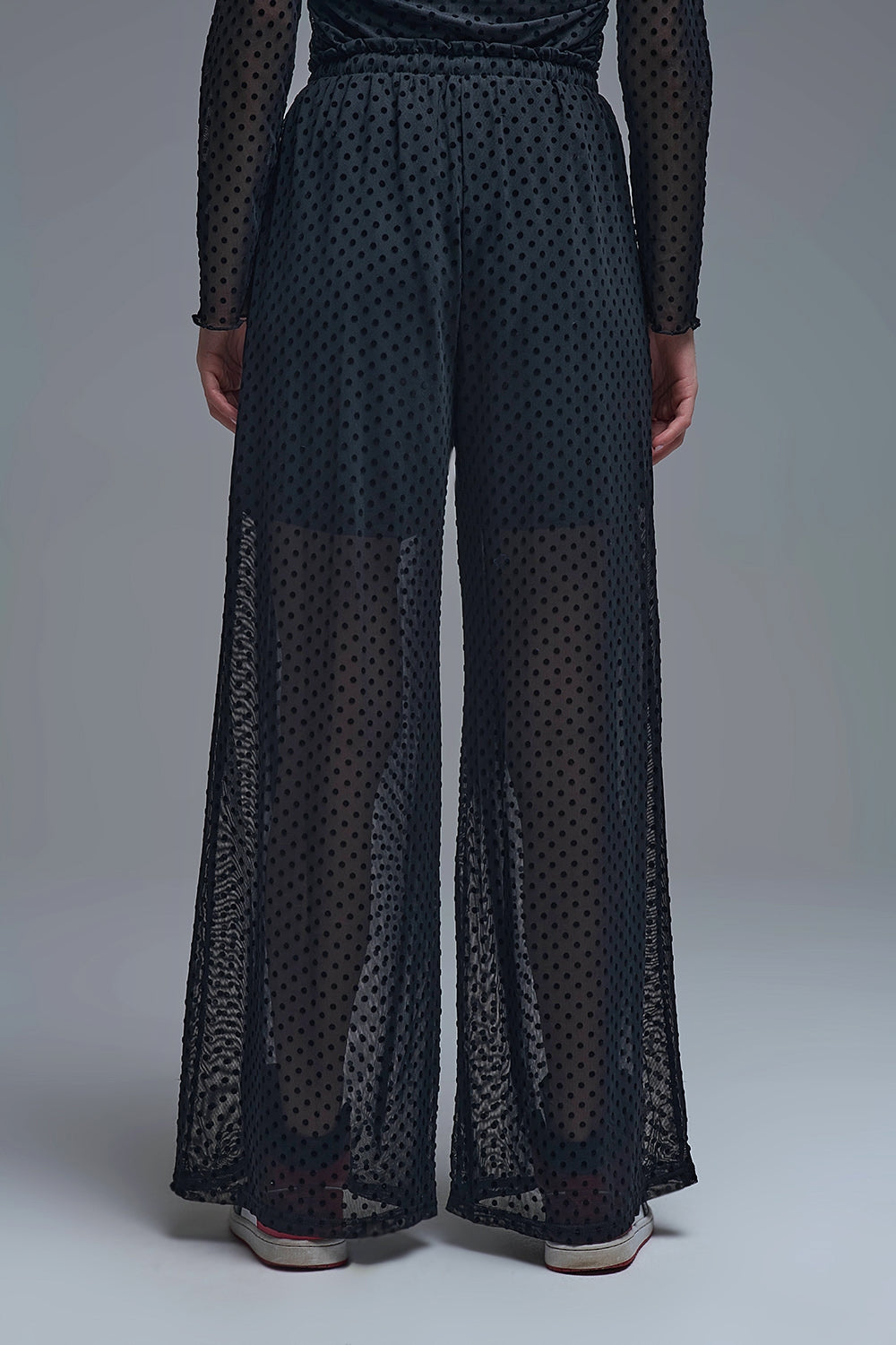 Pantalon à pois noir transparent Chic