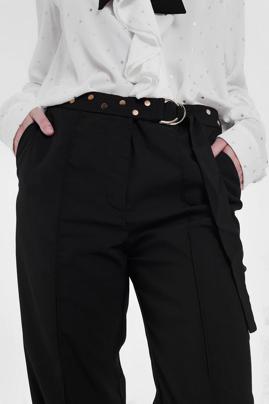 Q2 Pantalon avec ceinture Noir
