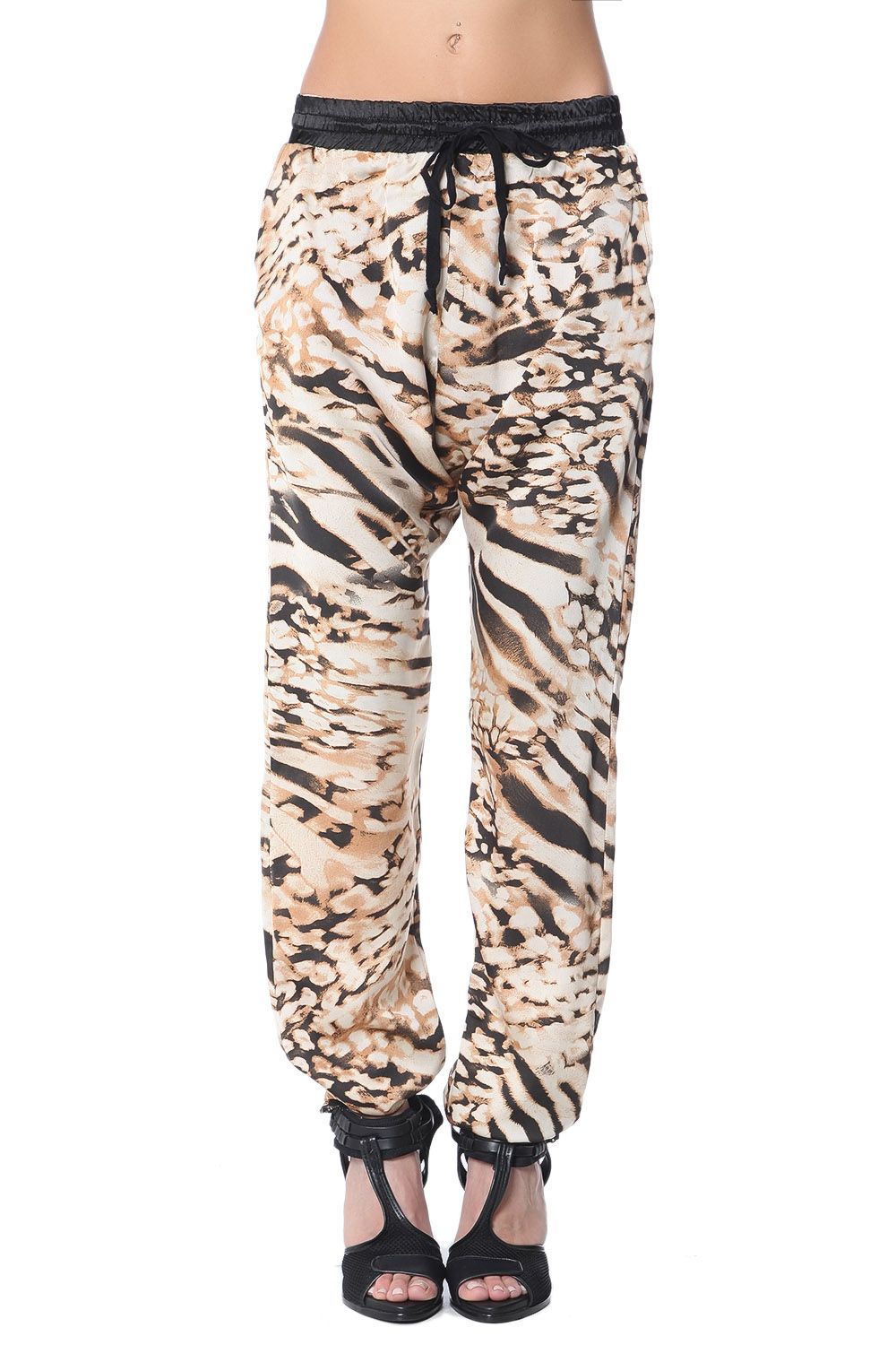 Q2 Pantalon baggy  à imprimé animal brun