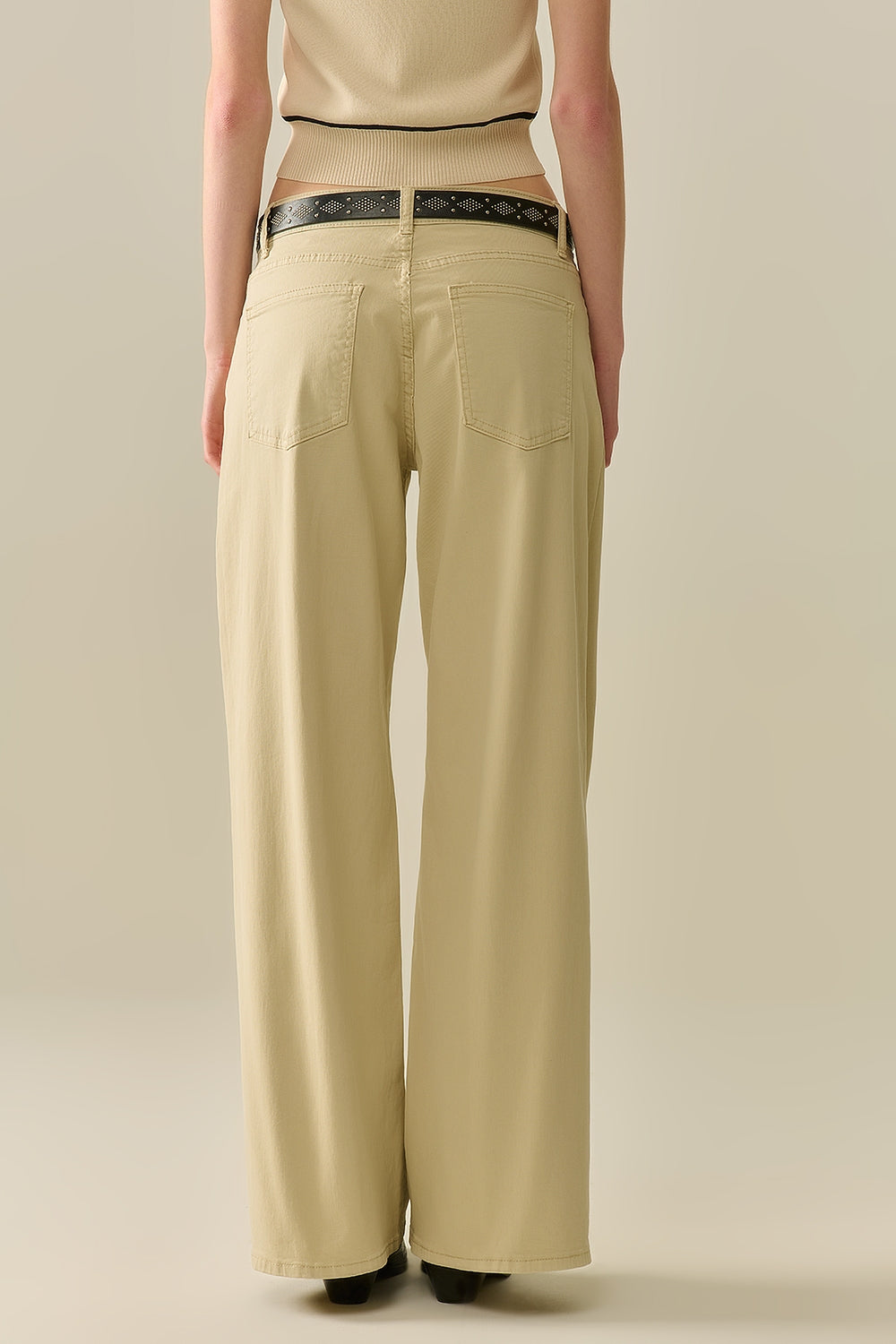 Pantalon Beige Droit à jambes larges