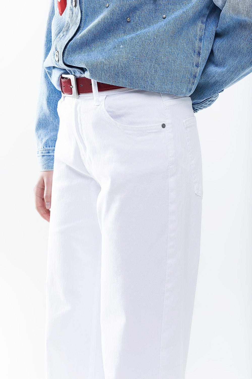 Pantalon Blanc Droit Jambe Large