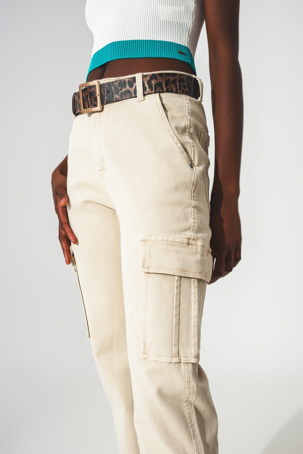 Pantalon cargo décontracté Beige
