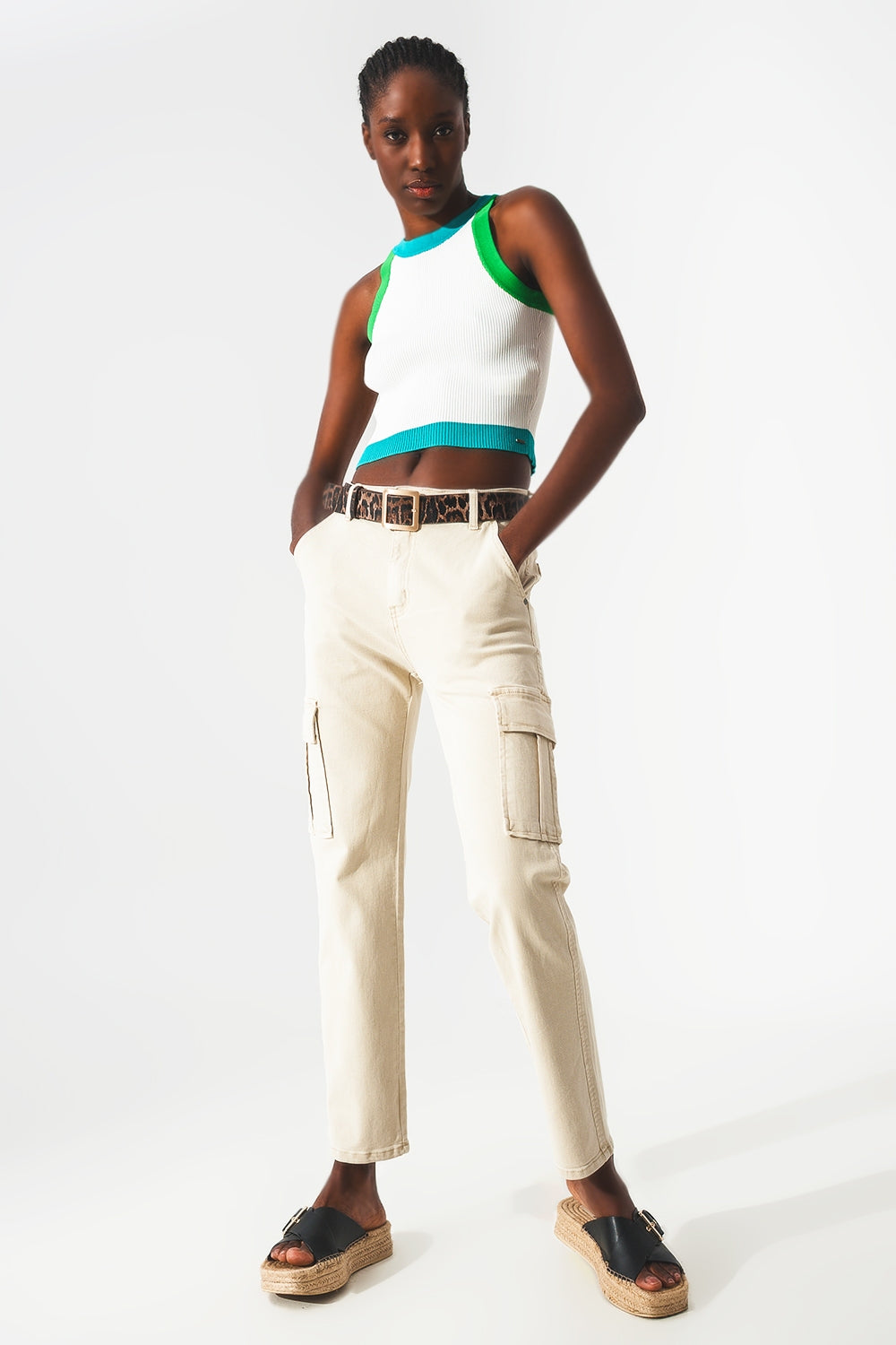 Pantalon cargo décontracté Beige