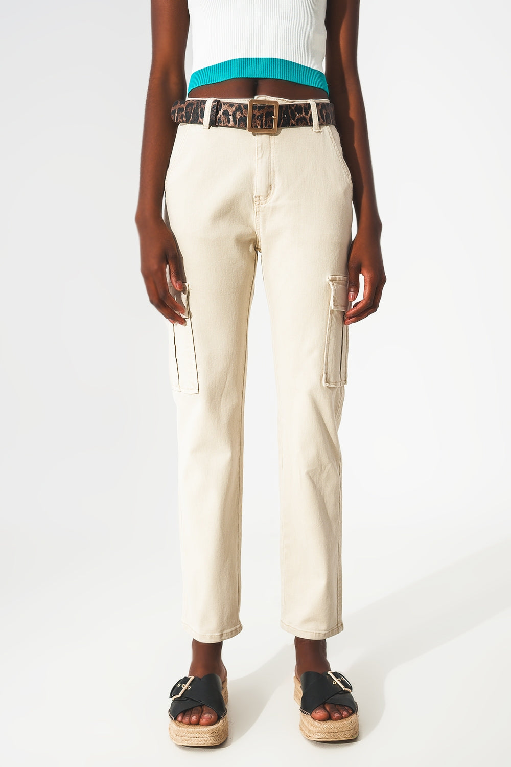 Pantalon cargo décontracté Beige