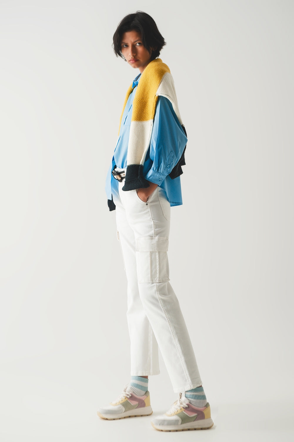 Pantalon cargo décontracté blanc