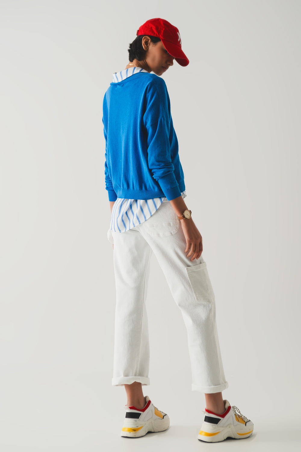 Pantalon cargo en blanc
