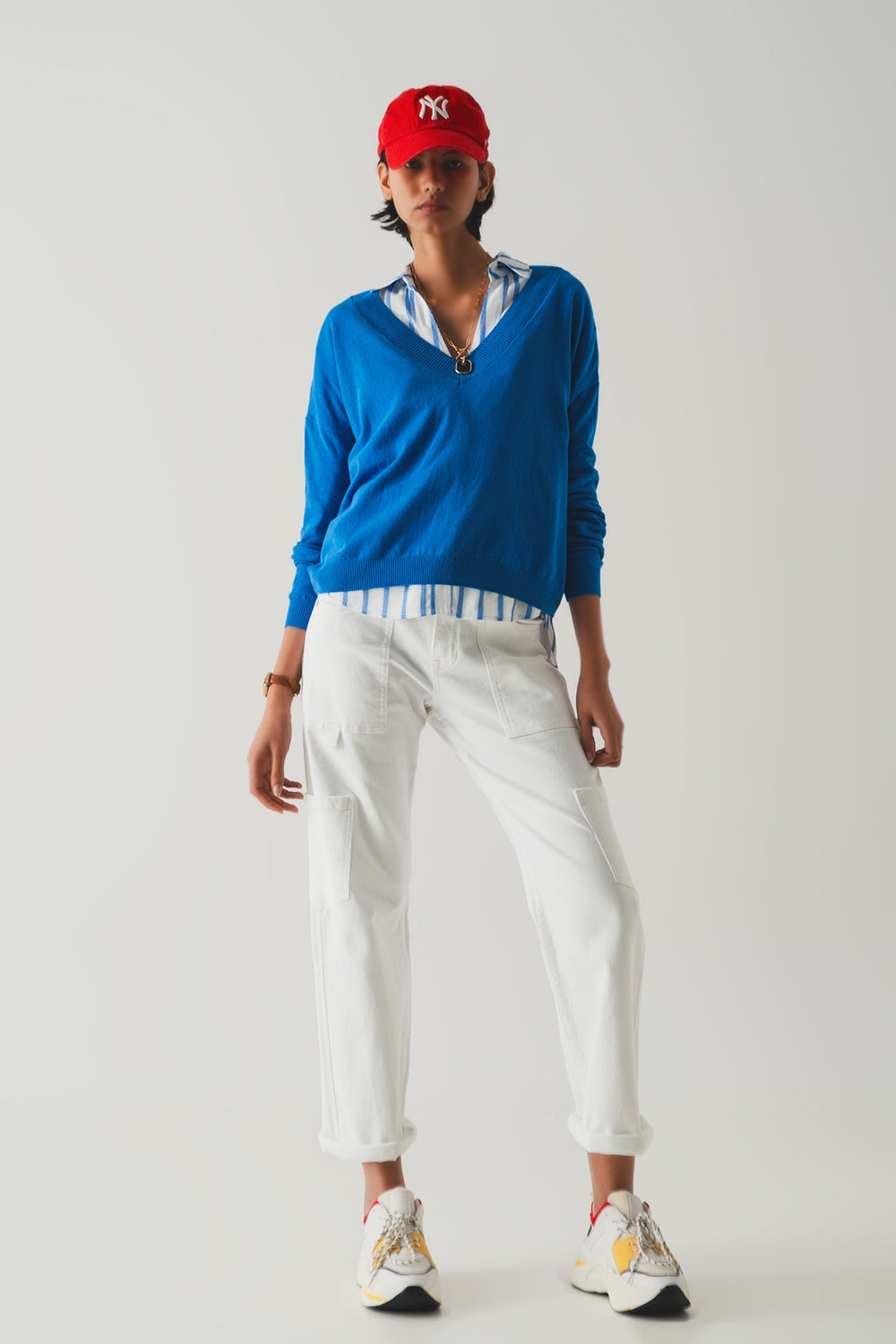 Pantalon cargo en blanc
