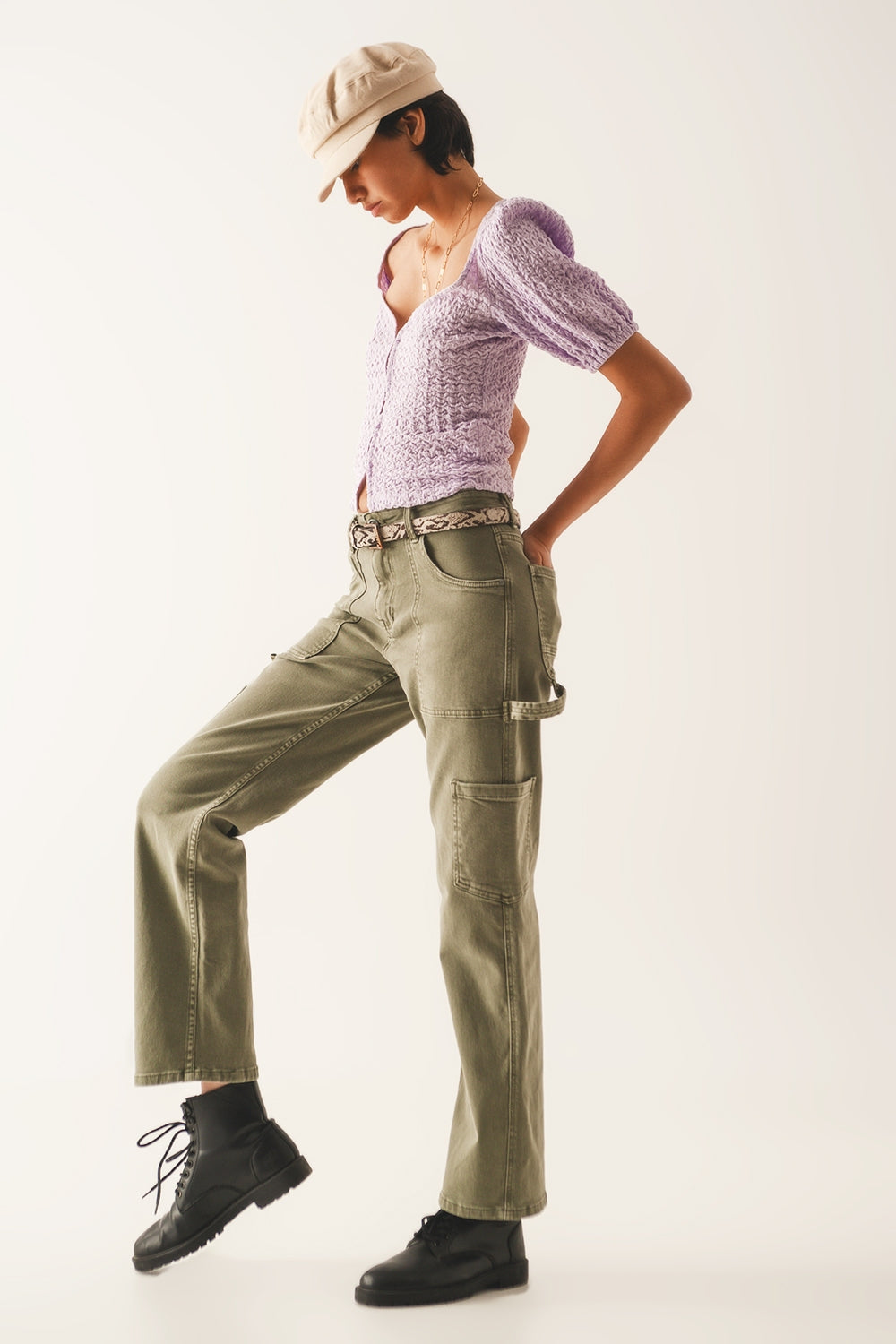 Pantalon cargo en kaki
