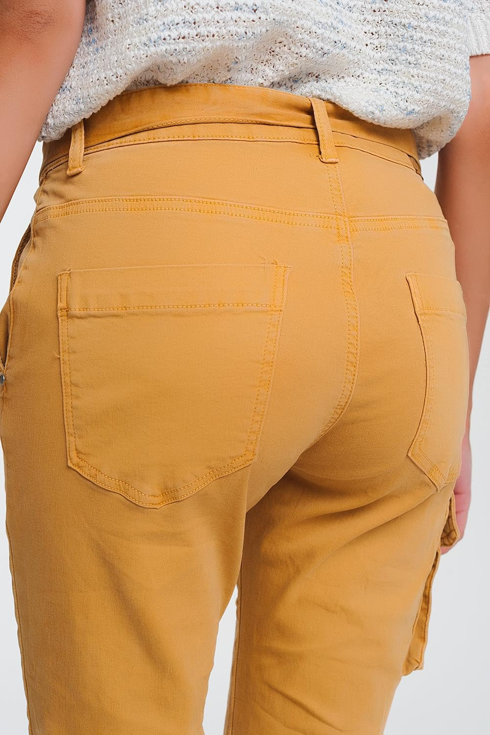 Pantalon cargo mustard à ceinture