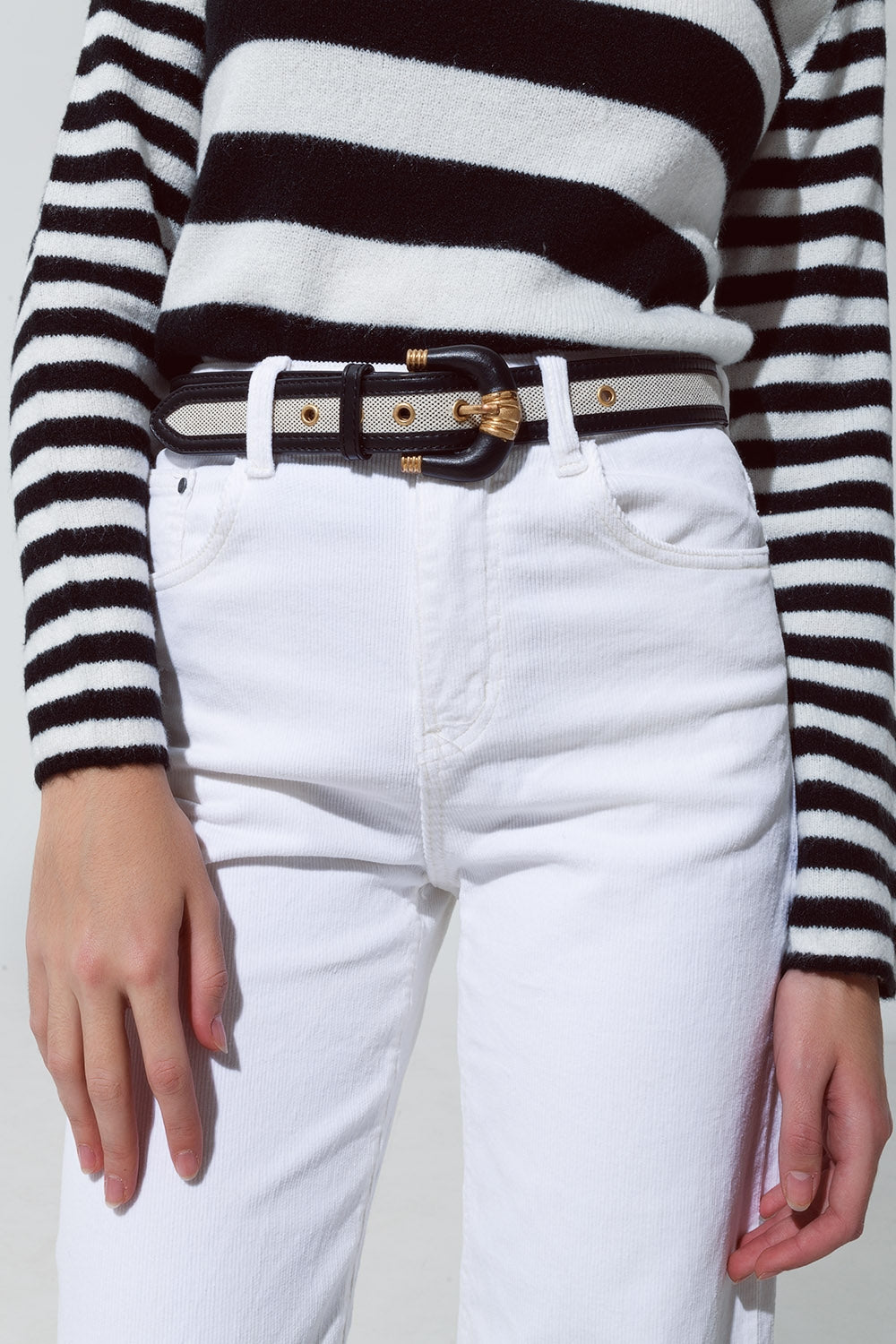 Pantalon court en velours côtelé blanc