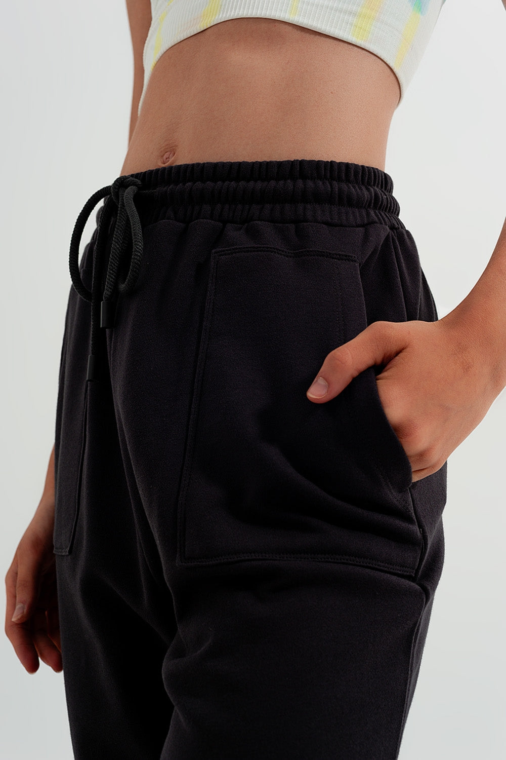 Pantalon de jogging avec bande élastique à la taille gris foncé