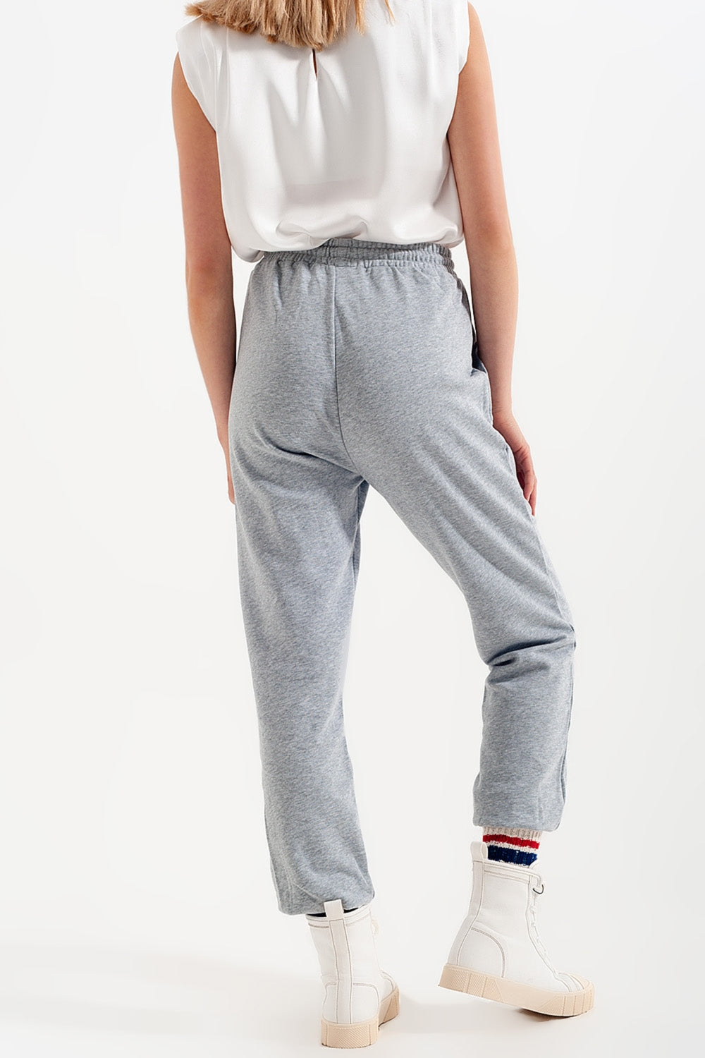 Pantalon de jogging avec bande élastique à la taille gris
