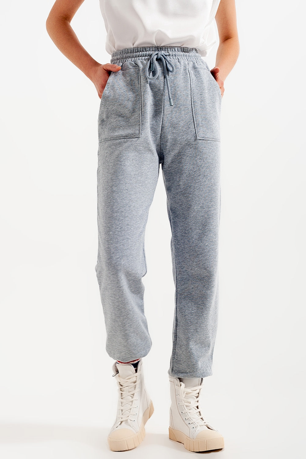 Pantalon de jogging avec bande élastique à la taille gris